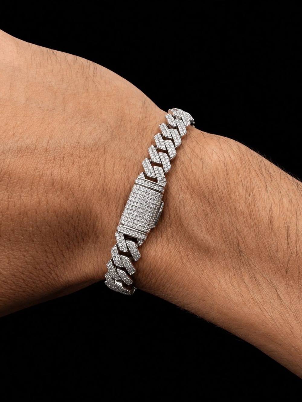 925 Silver, 3.4CTW Moissanite Square Miami Cuban Bracelet